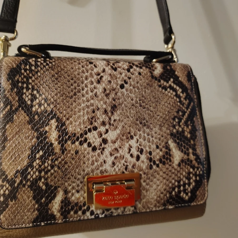 Kate Spade Black and Brown Snake Print Shoulder Bag